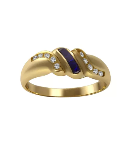 anillo de oro amarillo con diamantes y zafiros Ruzafa