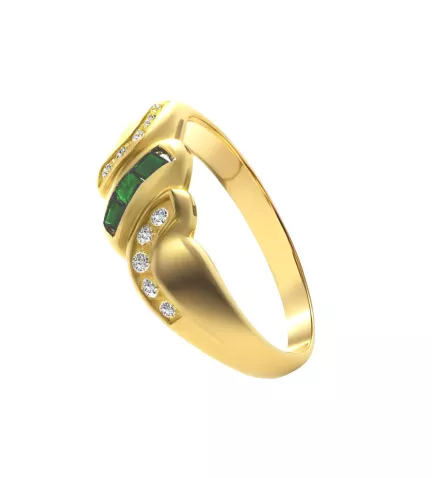 anillo de oro amarillo con diamantes y esmeraldas Ruzafa 070 0001 ESM 01