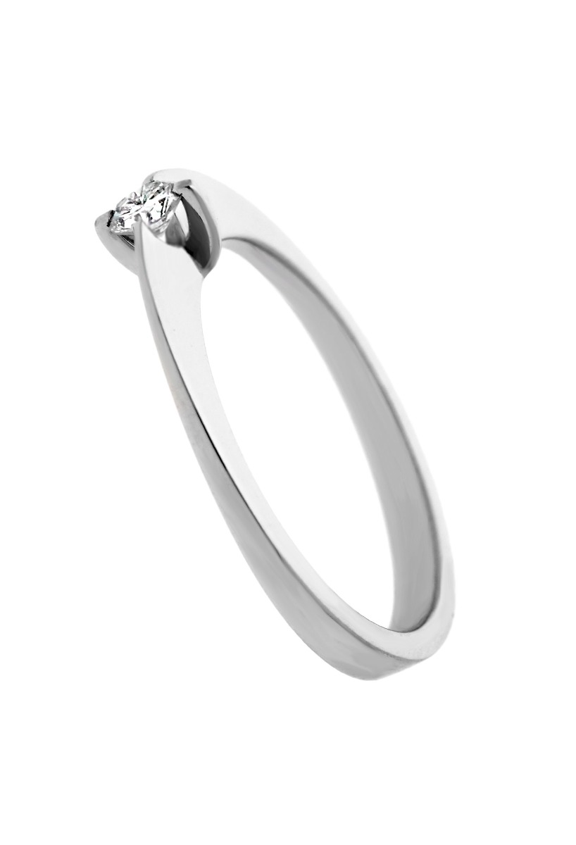 anillo compromiso oro blanco 18 kilates con diamante talla brillante vista lateral