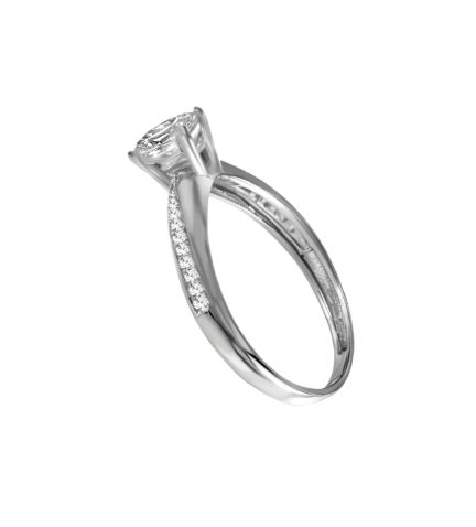 anillo oro blanco 18 ktes con circonitas vista lateral
