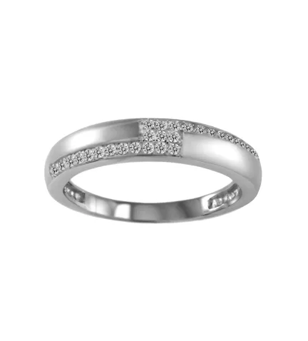 anillo de oro blanco 18k con circonitas