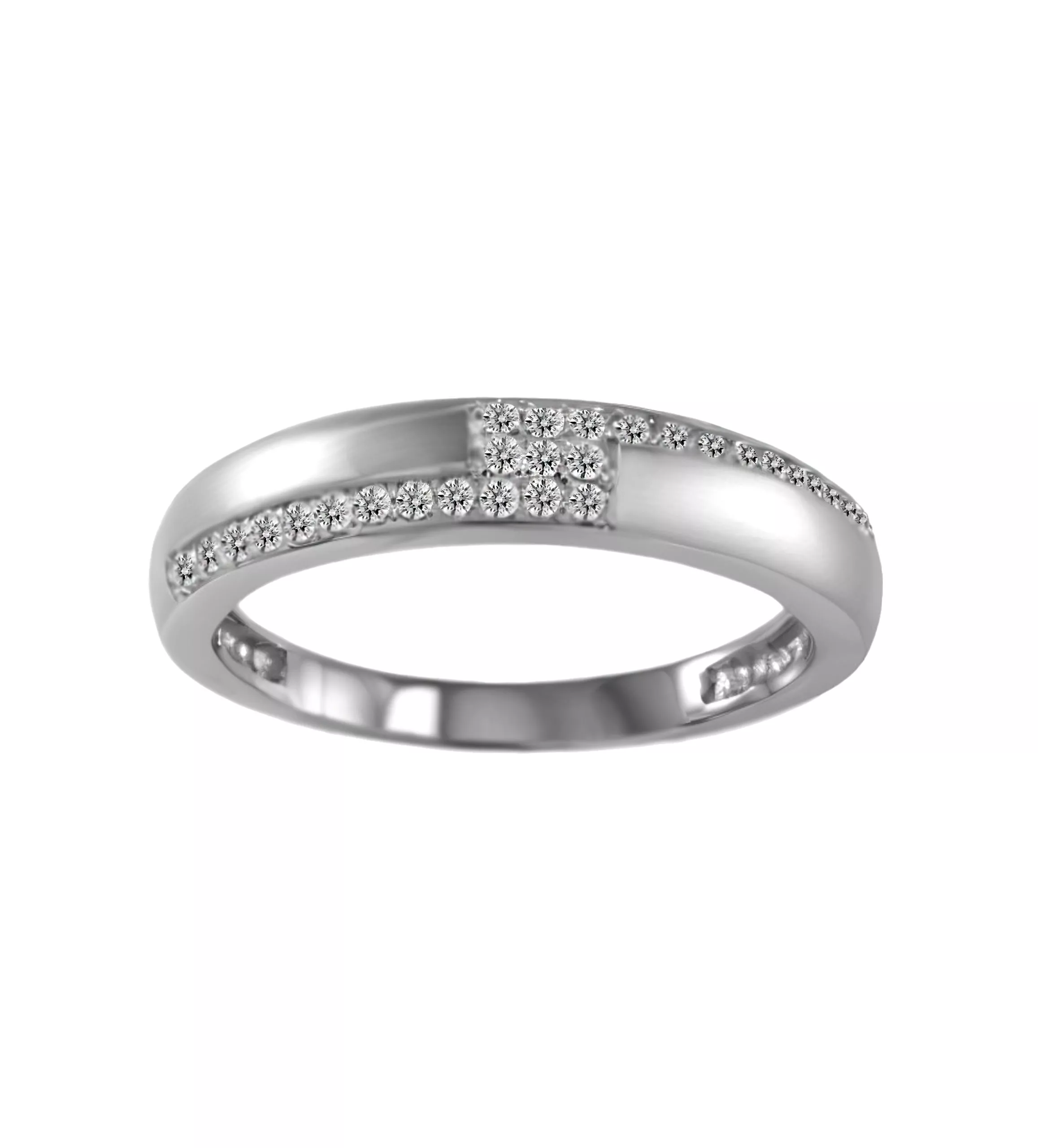 anillo de oro blanco 18k con circonitas