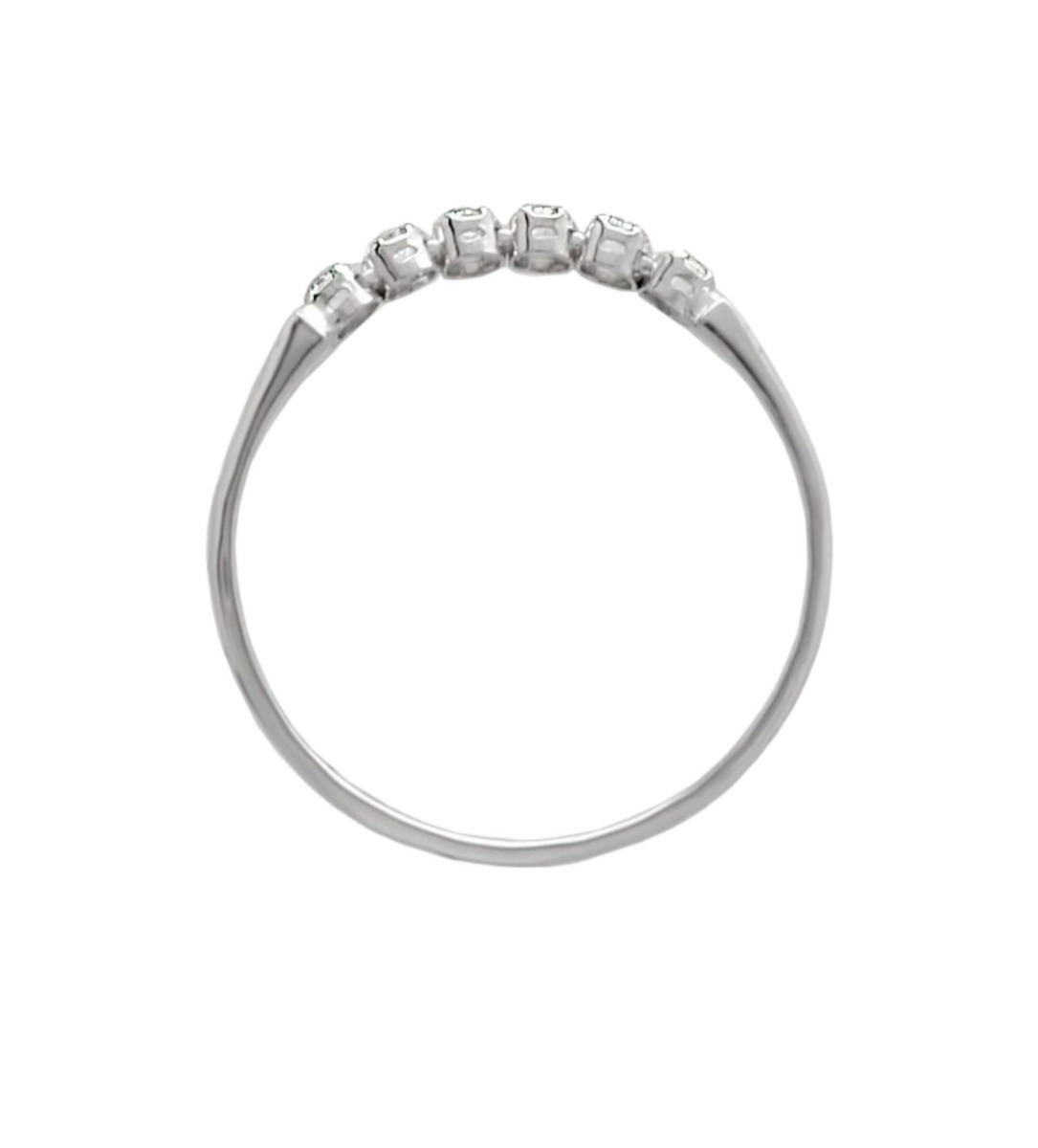 Media alianza de oro blanco de ley de 18 kilates con circonitas en joyeria online a los precios mas baratos de internet vista cenital