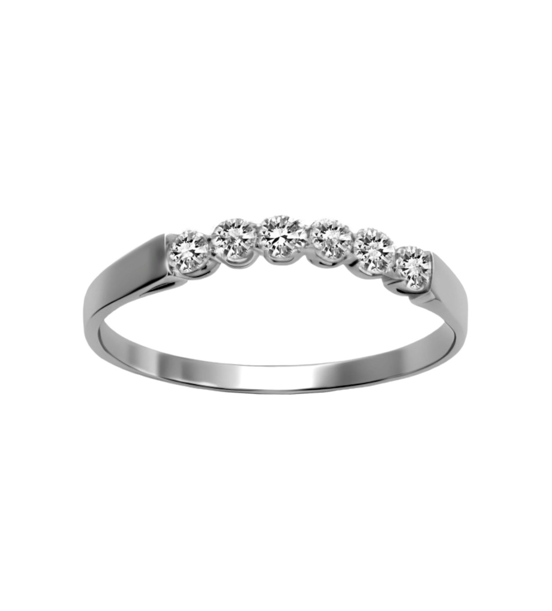 Media alianza de oro blanco de ley de 18 kilates con circonitas en joyeria online a los precios mas baratos de internet frontal