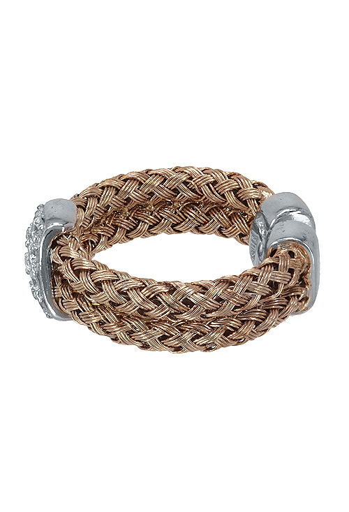 anillo plata de ley chapada en rosa y su color dos brazos trenzados paralelos con motivo diagonal de circonitas vista tumbada precio de ocasion 248_0360-RB_02