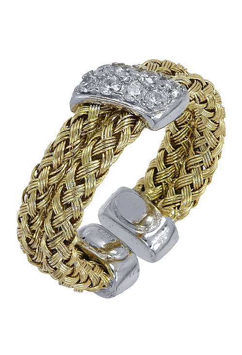 anillo plata de ley chapada y su color dos brazos trenzados paralelos con motivo diagonal de circonitas vista oblicua precio de ocasion 248_0360-AB_01