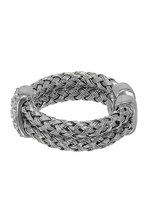 anillo plata de ley dos brazos trenzados paralelos con motivo diagonal de circonitas vista tumbada precio de ocasion 248_0360_02