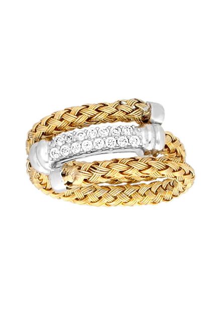 anillo de plata chapada bicolor con circonitas