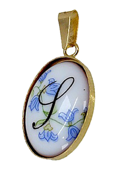 inicial de oro amarillo y porcelana pintada a mano con la inicial S 002_8463S