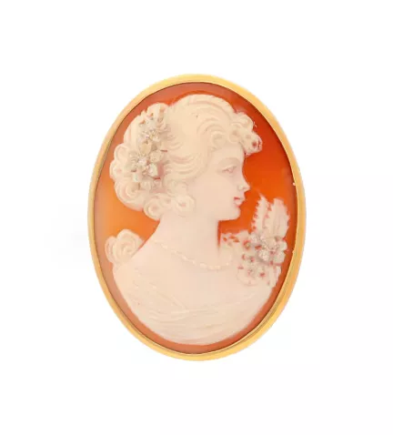 broche de oro para solapa camafeo señora