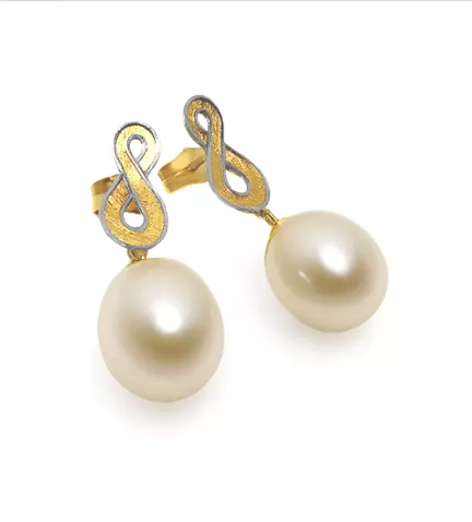 pendientes de oro con perlas cultivadas largos