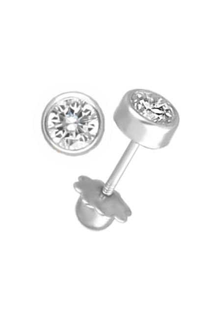 Pendientes bebé oro blanco y circonita tipo dormilona 234_1002-B perfil