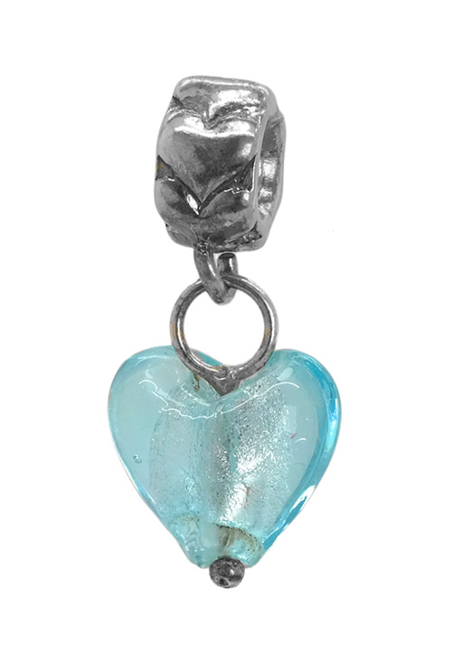 abalorio de colgar corazon cristal de murano de abrazadera 015_S17-3T