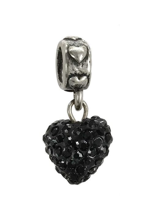 Abalorio plata de ley corazón negro 015_092-01