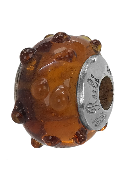 abalorio de plata cristal de murano con adorno granulado vista lateral 015_MRN005 foto 2