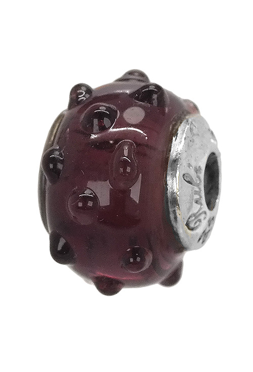 abalorio de plata cristal de murano con adorno granulado 015_MRN006