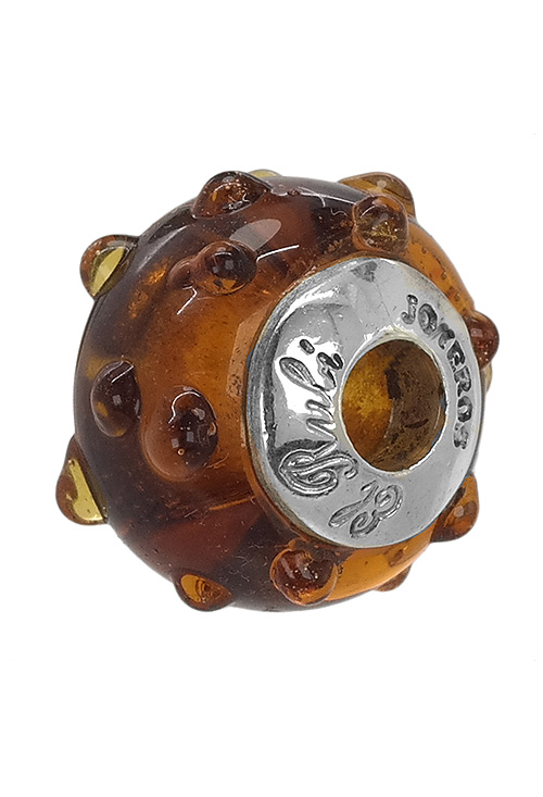 abalorio de plata cristal de murano con adorno granulado vista lateral 015_MRN005