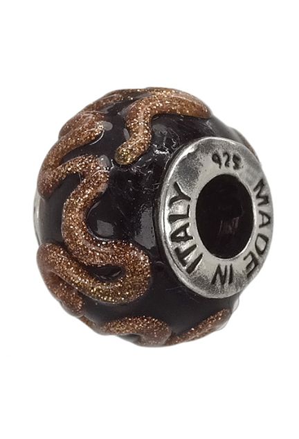 abalorio de plata cristal murano con esmalte marrón vista frontal 015_GRM18