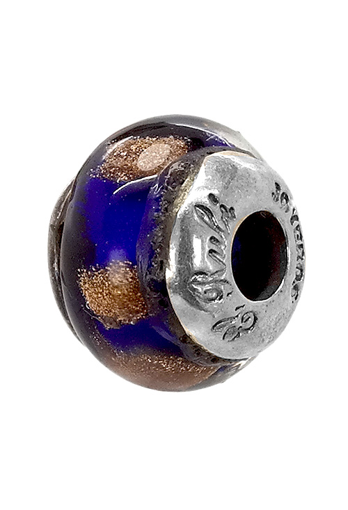 abalorio de plata diseño clasico color azul marino y adornos dorados 015_MRN118