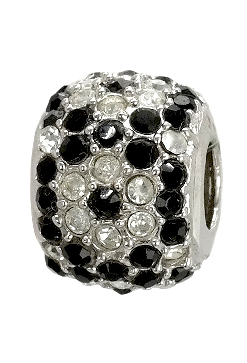 abalorio de plata forma clásica con circonitas blancas y negras 015_26-10
