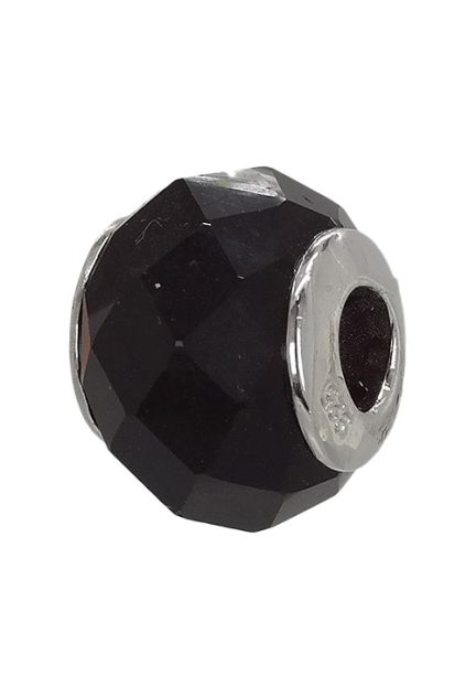 abalorio de plata piedra negra facetada 015_70-03