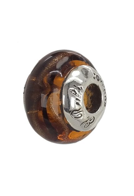 abalorio de plata y cristal de murano tonos marrones foto de lado 015_MRN108