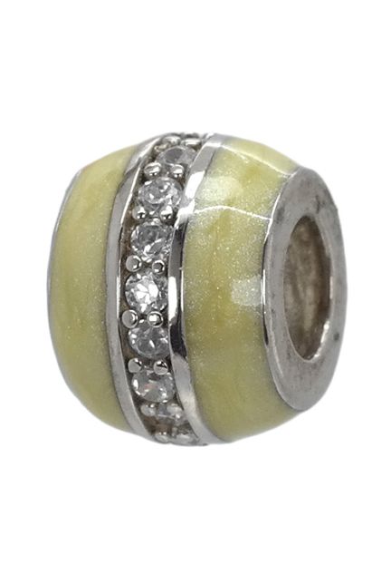 abalorio forma tonel esmaltado en beige con cinturon central de circonitas 015_37-2