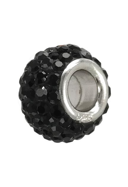 abalorio plata cuajado de cristales swarovski negros vista lateral 015_300-05