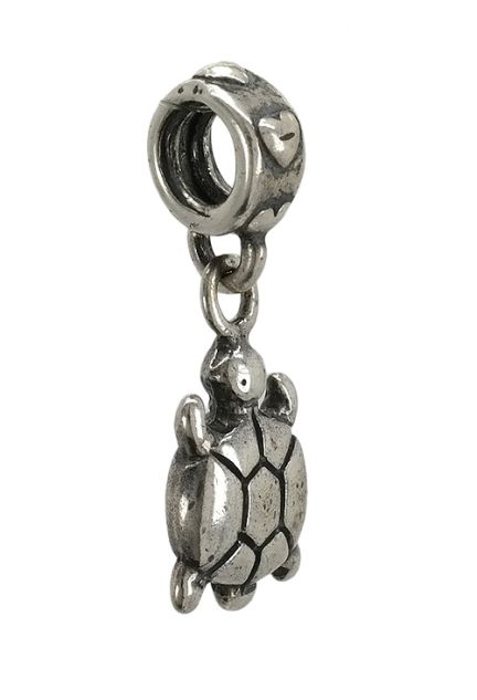 abalorio plata de ley con forma de tortuga para colgar de pulsera vista oblicua 015_S8-050