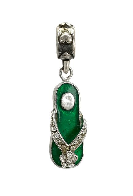 abalorio plata ley y esmalte verde chancla o sandalia veraniega 015_90-01_01