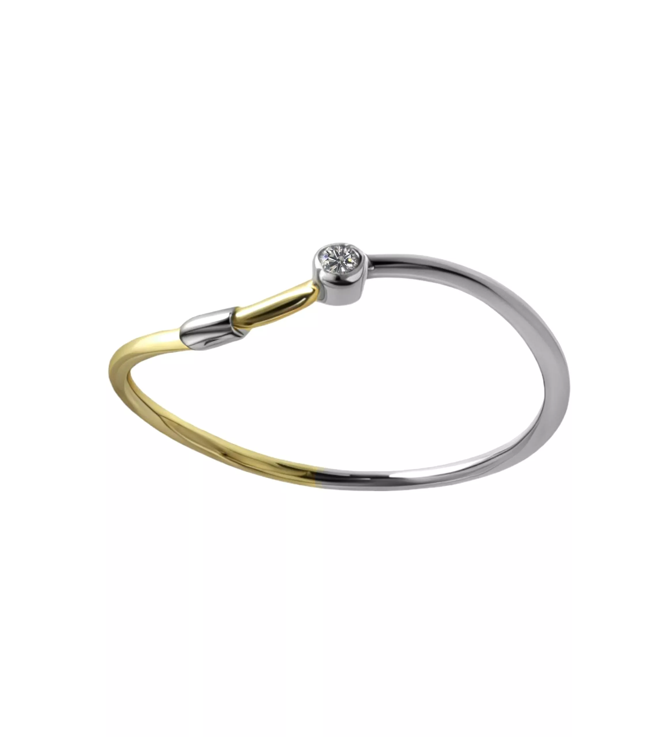 anillo compromiso oro bicolor 18k con diamante