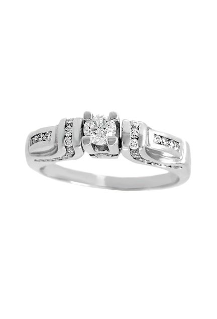 Anillo de compromiso de oro blanco 18 kilates con diamantes, brazo con galerías de diamantes a lo largo y a lo ancho con garra central de 4 patas 139_54930101-B