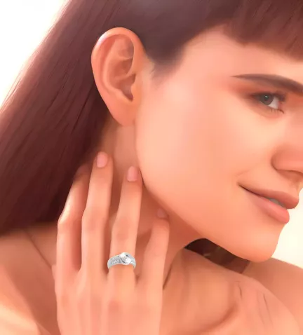 anillo de compromiso oro blanco y diamantes foto modelo