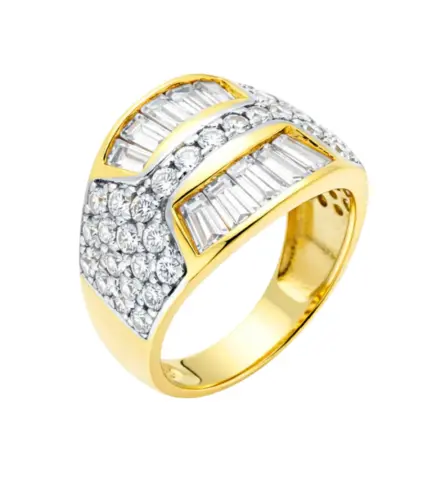 anillo de oro 18k color amarillo con circones redondos y trapecios vista lateral 083_JI203_01