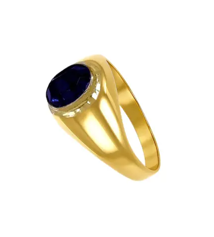 anillo de oro 18k para ninosimil zafiro 002_107-SA fondo negro toma oblicua