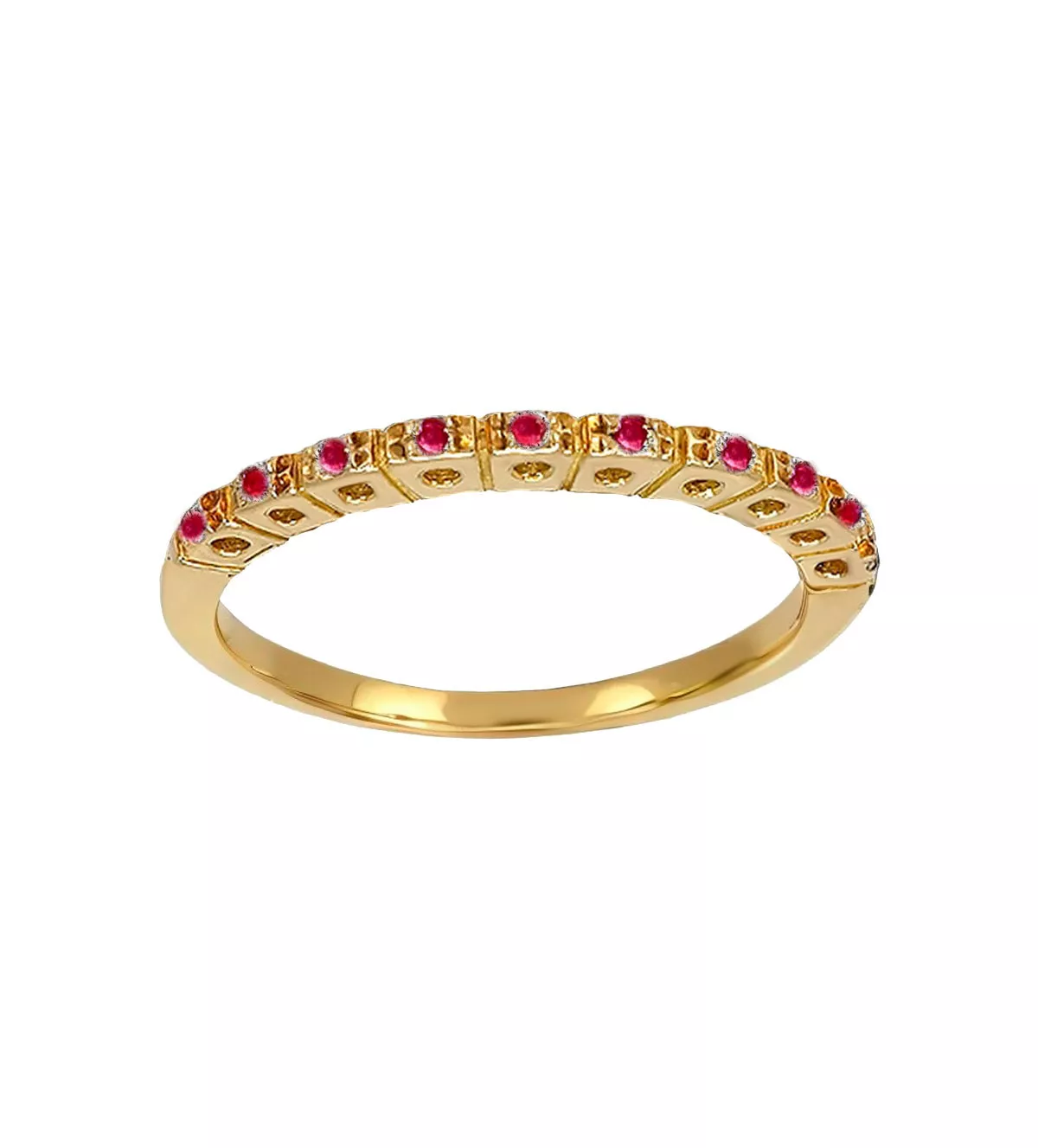 anillo de oro amarillo 18k con rubies finos ajustador