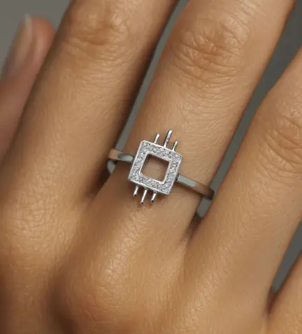 anillo de oro blanco con circones 085_0110185 modelo mano