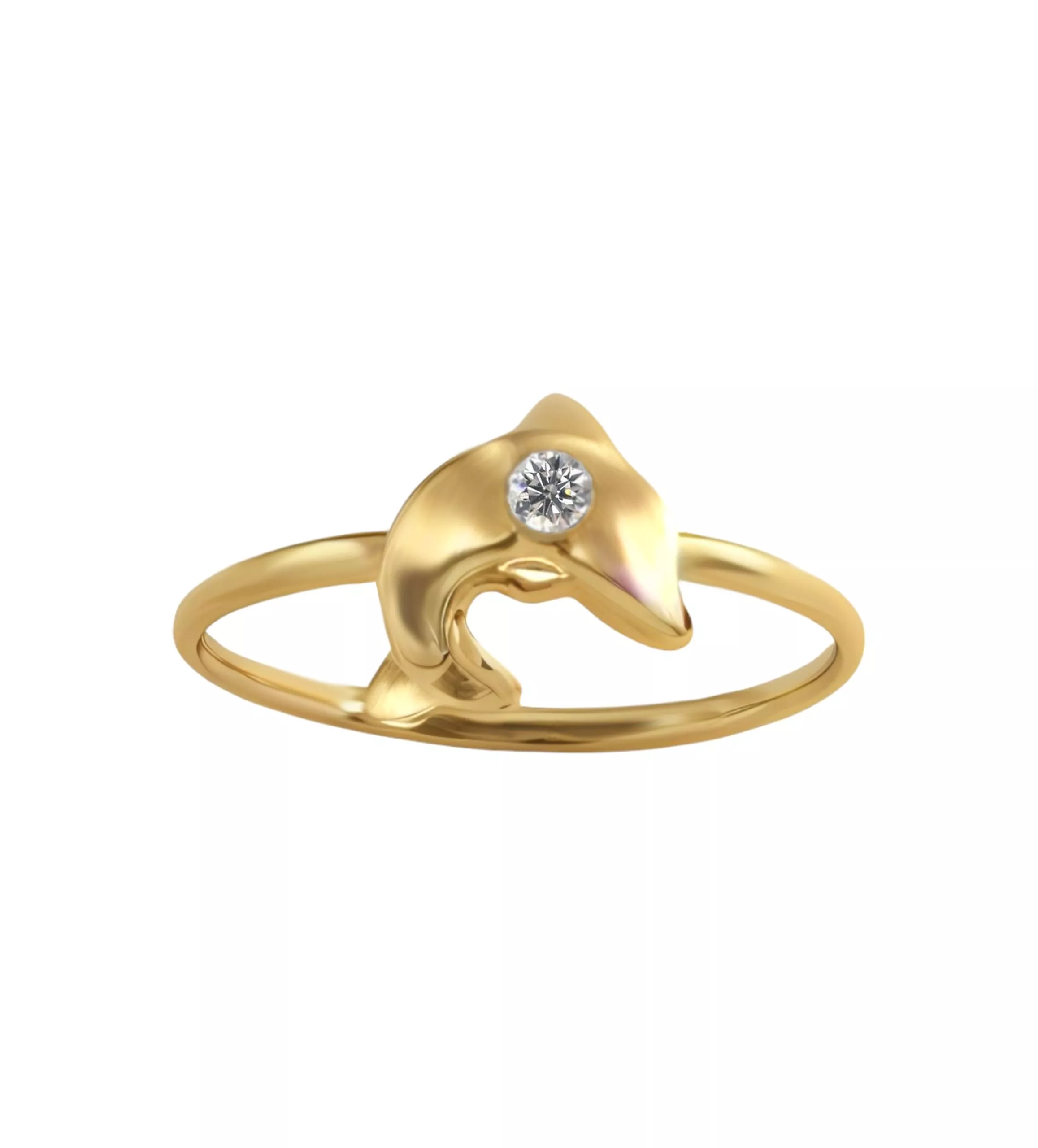 anillos para niña oro 18k con circonita, delfín