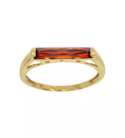 anillo de oro con cuarzo granate foto vista frontal