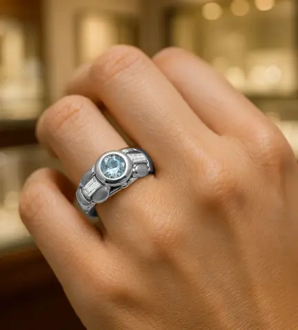 anillo de oro con topacio azul y circones baguette 001_4044005-OB_10 modelo mano