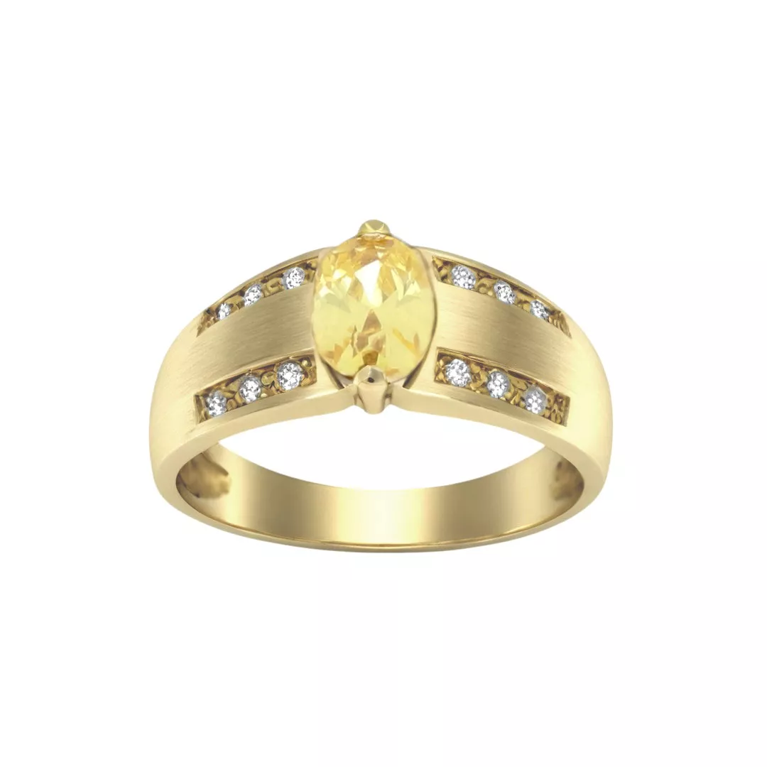 anillo de oro con zafiro amarillo SULTAN vista frontal
