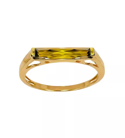 Anillo de oro y peridoto prisma verde