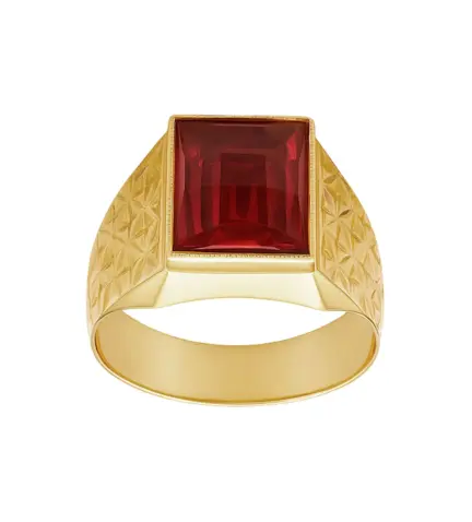 anillo-de-oro-sello-con-simil-rubi-facetado-005_00377 vista frontal oblicuo