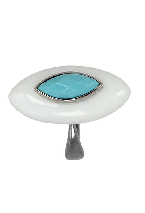 Anillo de plata con ágata blanca y turquesa ocasión outlet joyería 004_RA2621