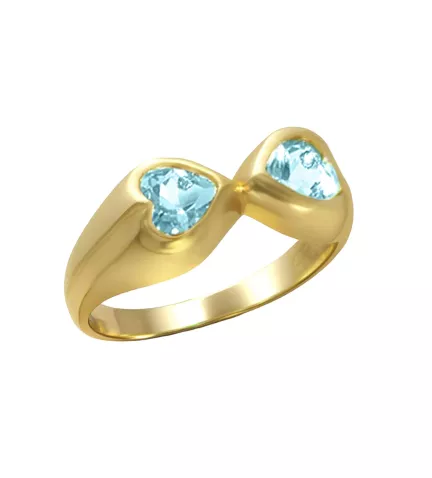 anillo oro amarillo 18 ktes con topacios azules