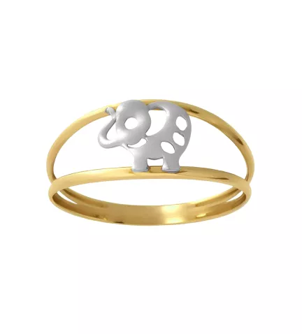 anillo oro bicolor 18 ktes elefante