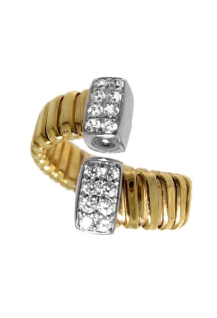 anillo tubo gas plata chapada en amarillo modelo tu y yo