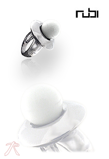 Sortija de plata y bola de ágata blanca 103_NSR404A-2