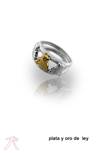 Anillo plata ley y oro 1ª ley 750 mmas. (18 k.) sortija sin piedras señora rfcia.078_30205