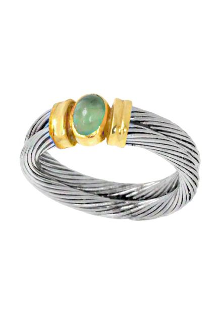 anillo acero y oro 18 ktes con esmeralda fina 142_0320-1-E